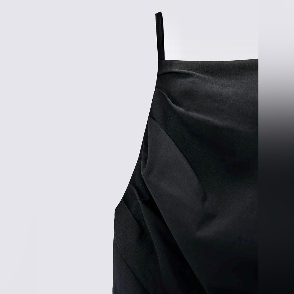Zara NWOT square neck black ruched midi dress - Picture 8 of 13